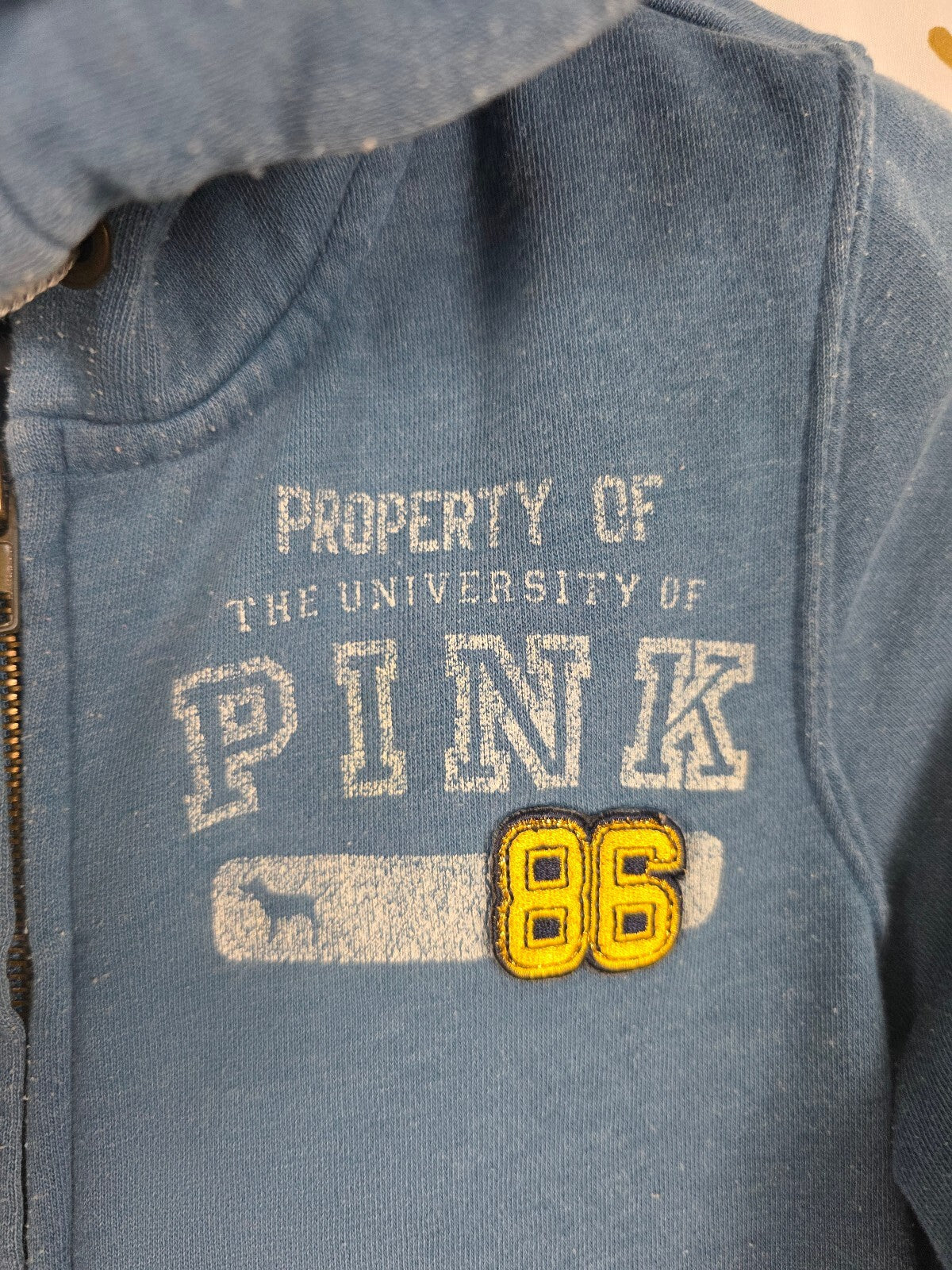 Victorias Secret Pink VINTAGE y2k Blue University Full zip hoodie Jacket SMALL