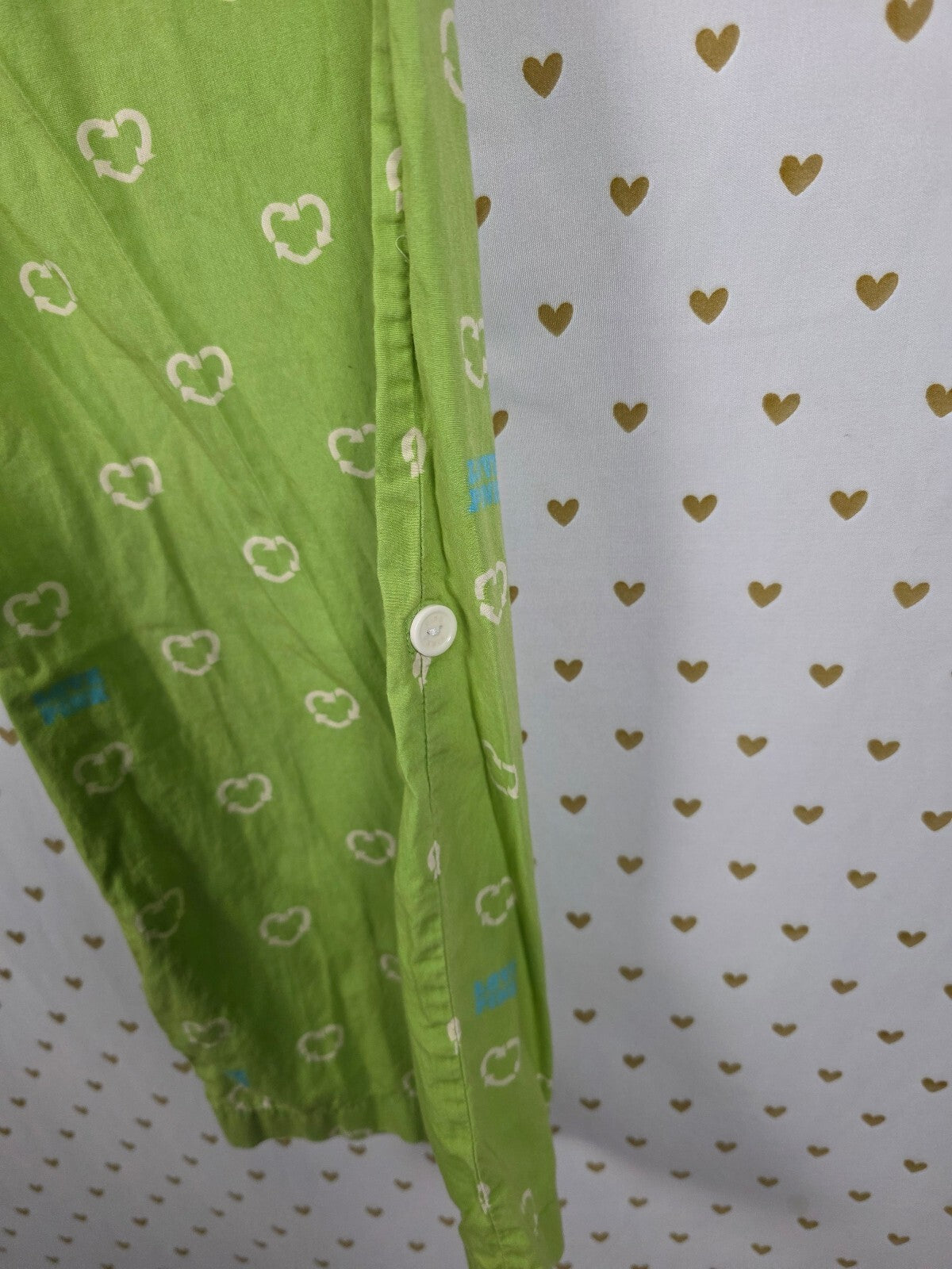 Victoria's Secret PINK Green Heart Print Convertible Cargo Pants Roll Tab Sz S