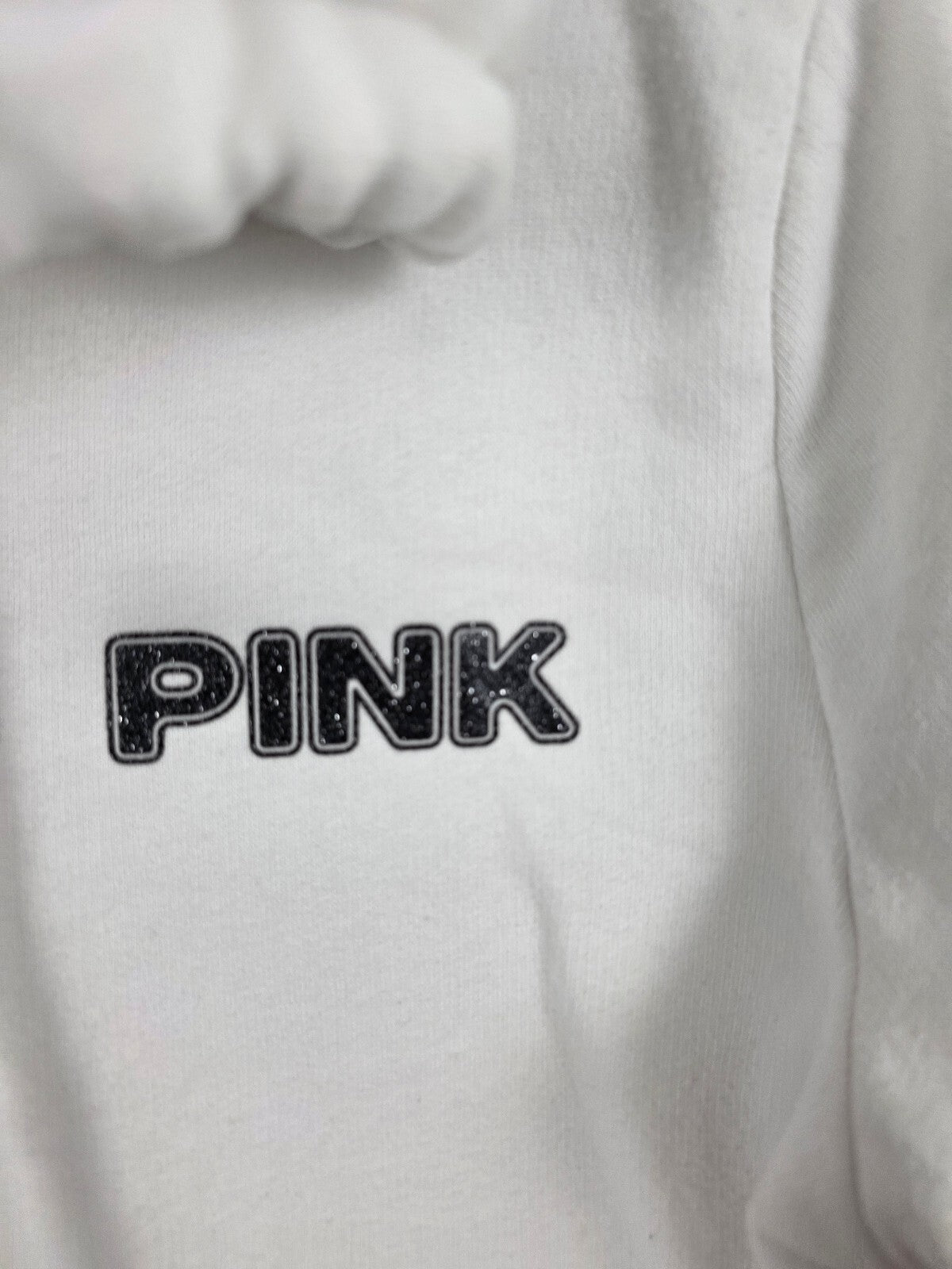 Victorias Secret Pink White Full Zip Bling Logo Jacket Hoodie Small