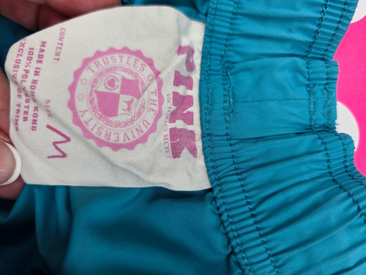 Victoria's Secret PINK 86 Shorts Medium Teal Neon Green Vintage Y2K Athletic