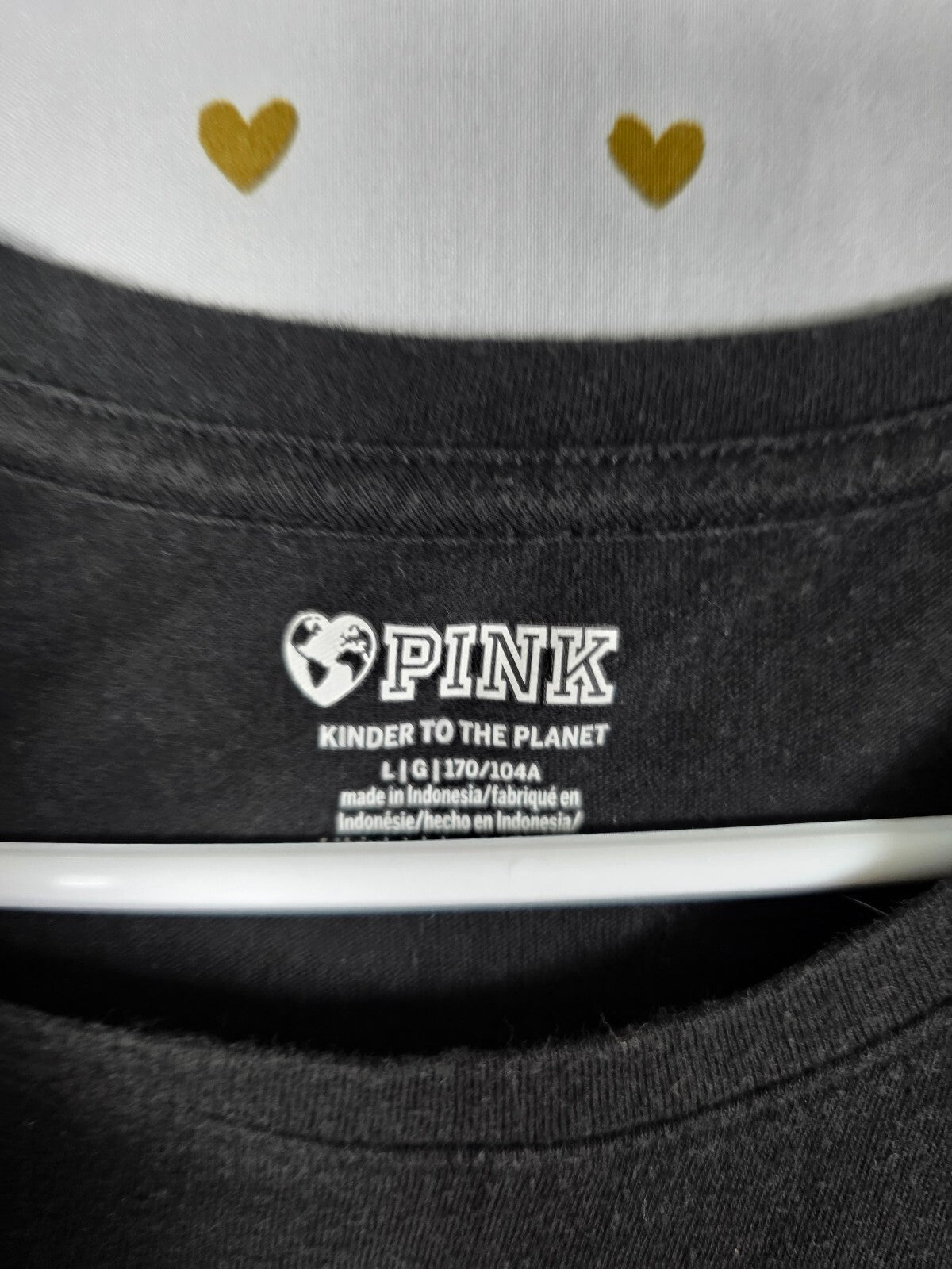Victorias Secret PINK HTF Bling Glitter Palm Logo Tee Shirt LARGE