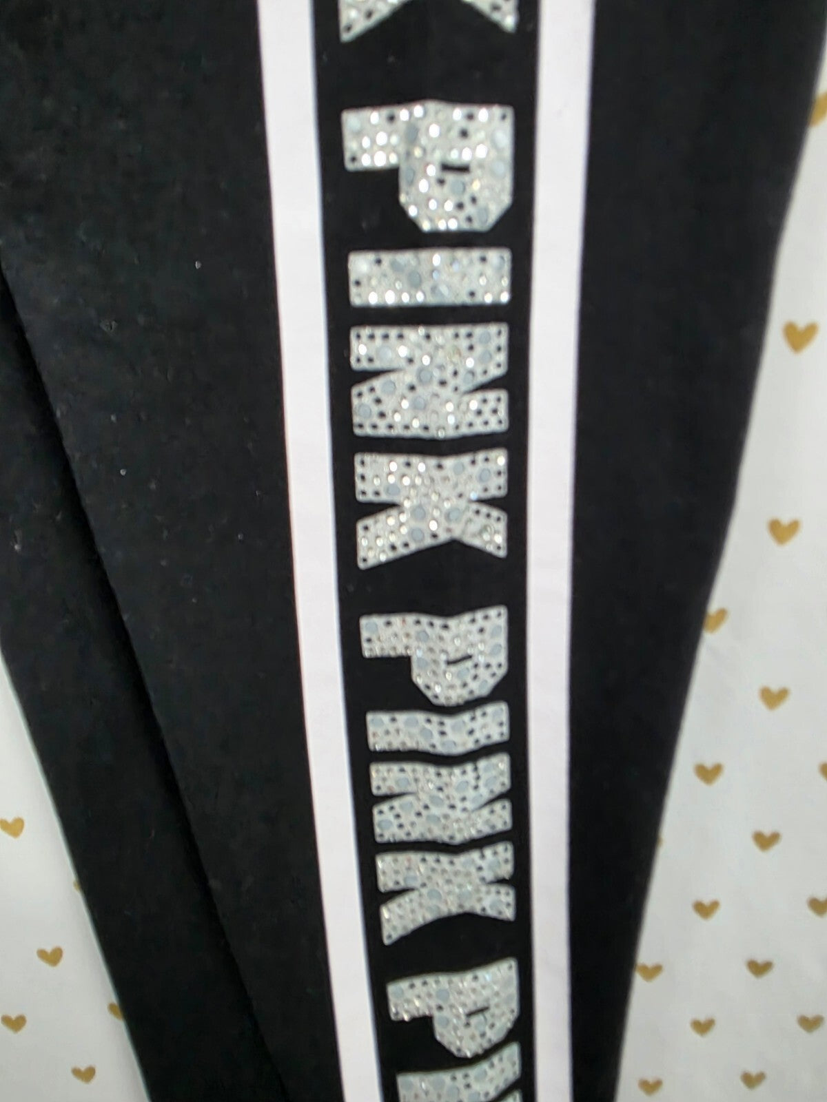 Victorias Secret PINK Logo Bling Studded Yoga Pants Medium