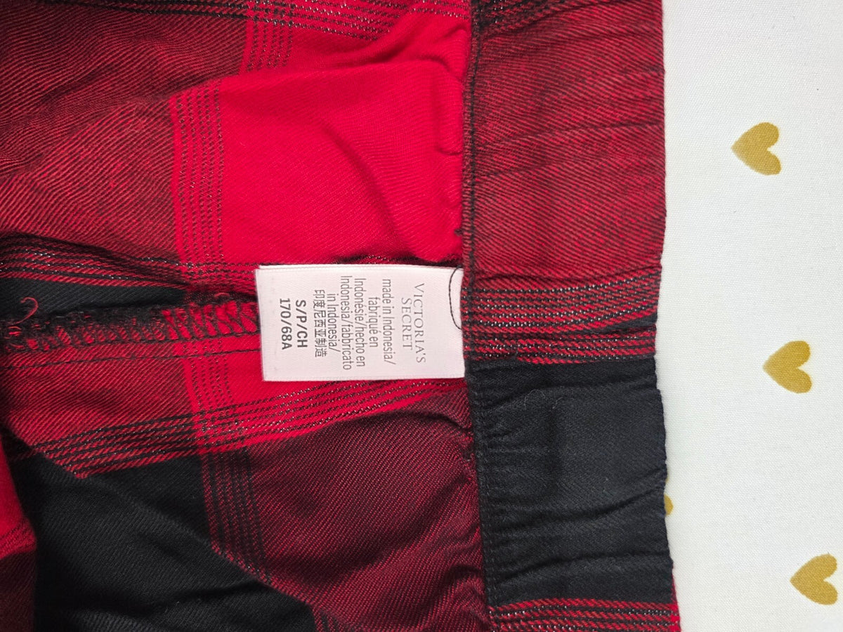 Victorias Secret Red Buffalo Plaid SMALL Sleep Shorts Boxers Pajama Bottoms