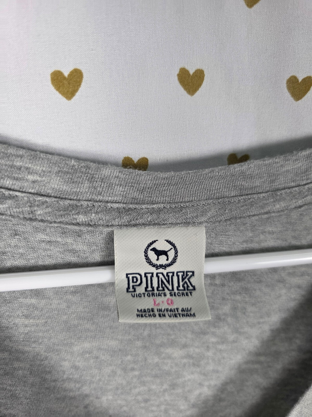 PINK Victoria's Secret Gray V-Neck Jersey T-Shirt Dress Love Pink Logo Large