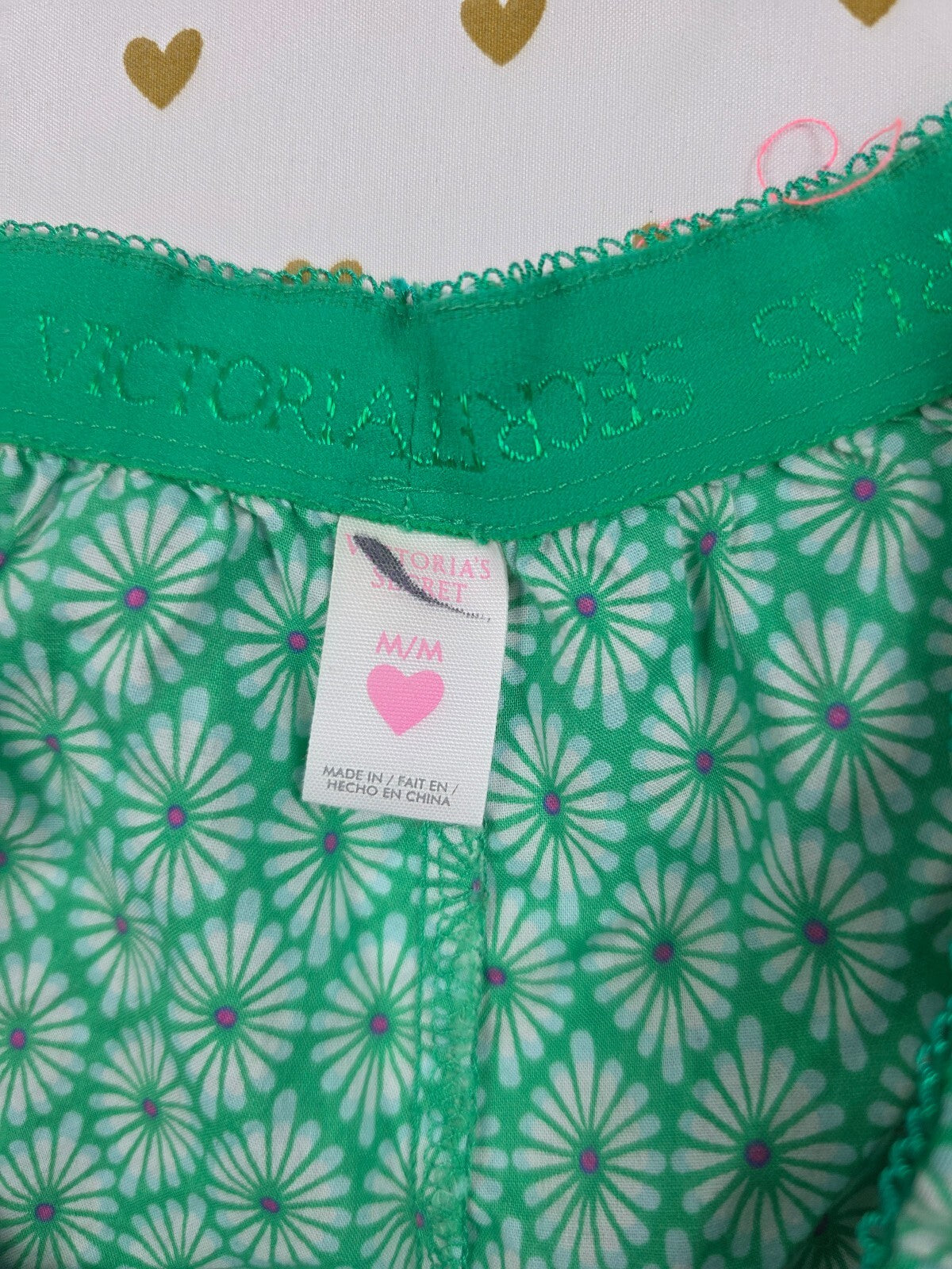 Victorias Secret Green Cotton Medium Sleep Shorts Boxers Pajama Bottoms