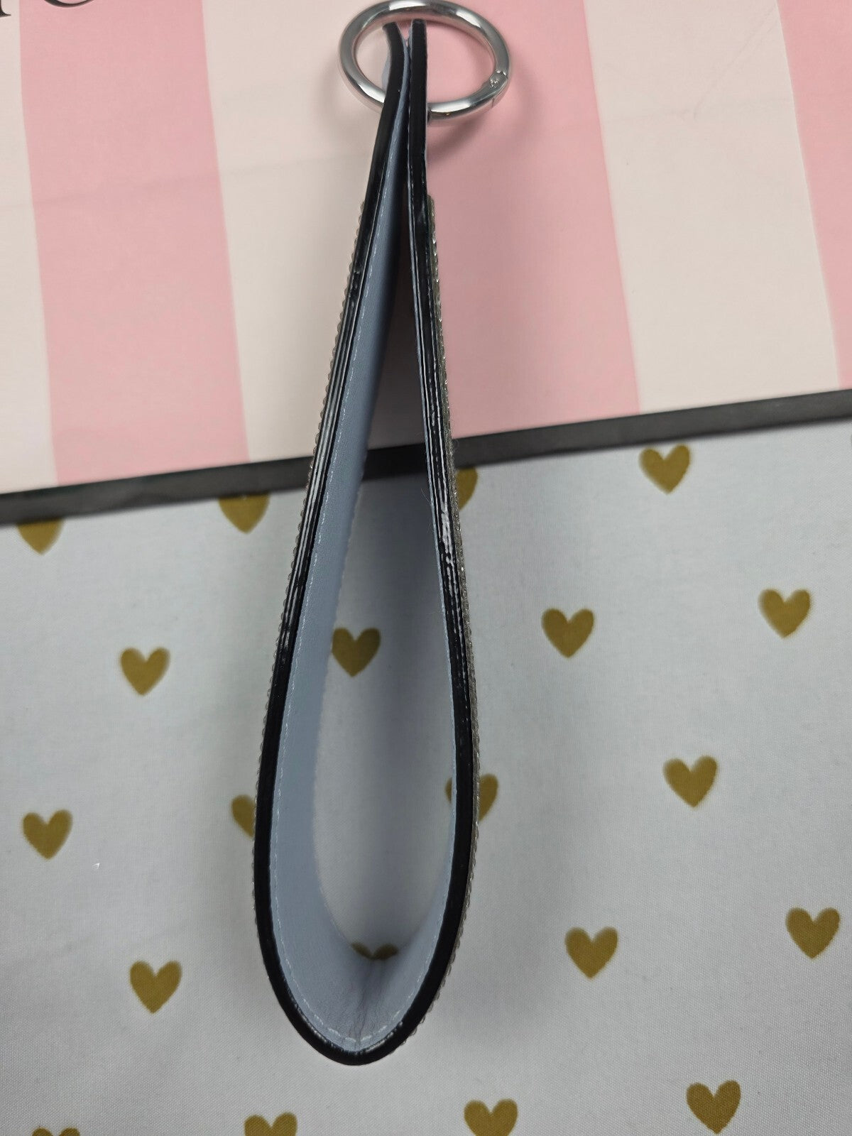 Victoria Secret BLING wristlet strap keychain Logo Studded Handle Rhinestone