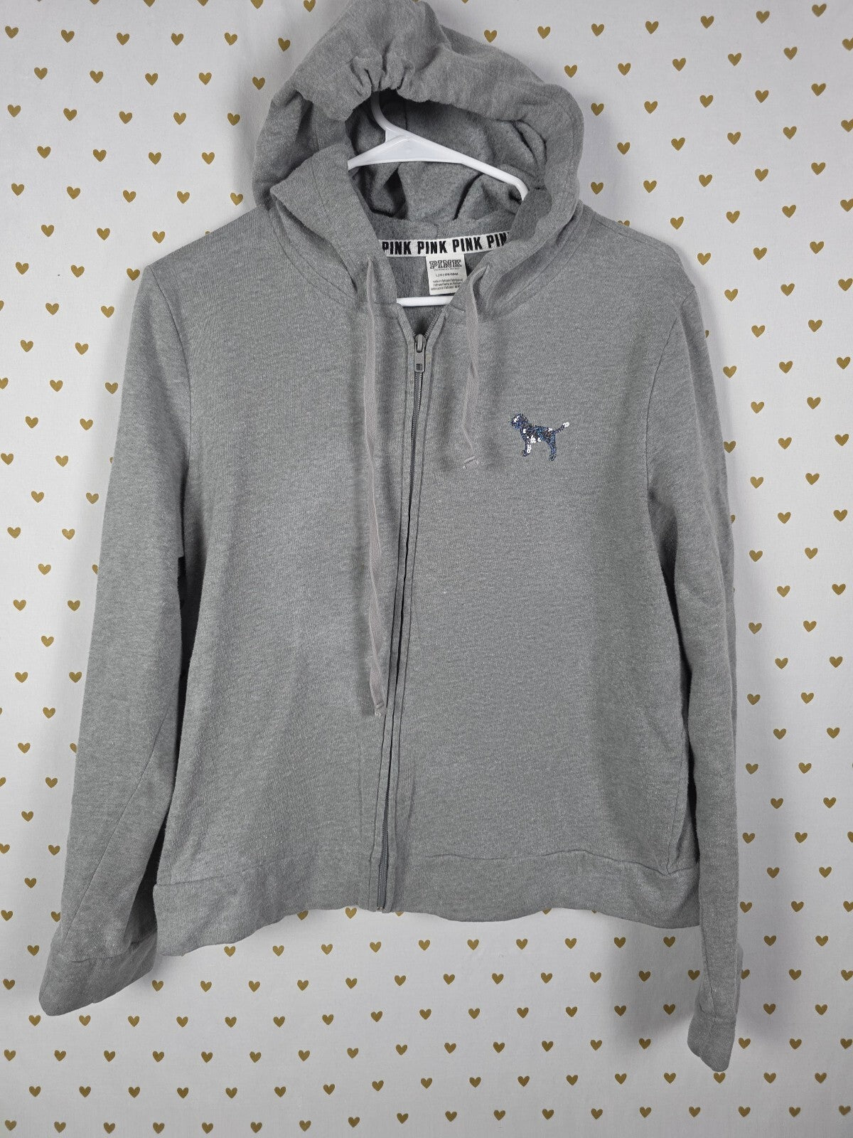 Victorias Secret Pink Bling Logo Full Zip Hoodie Jacket Sequined large