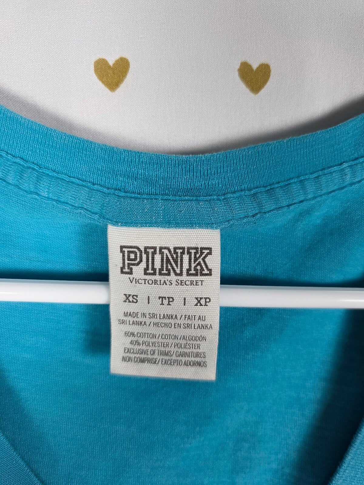 Victorias Secret PINK Vintage BLING V neck Gold Glitter Tee shirt y2k XS