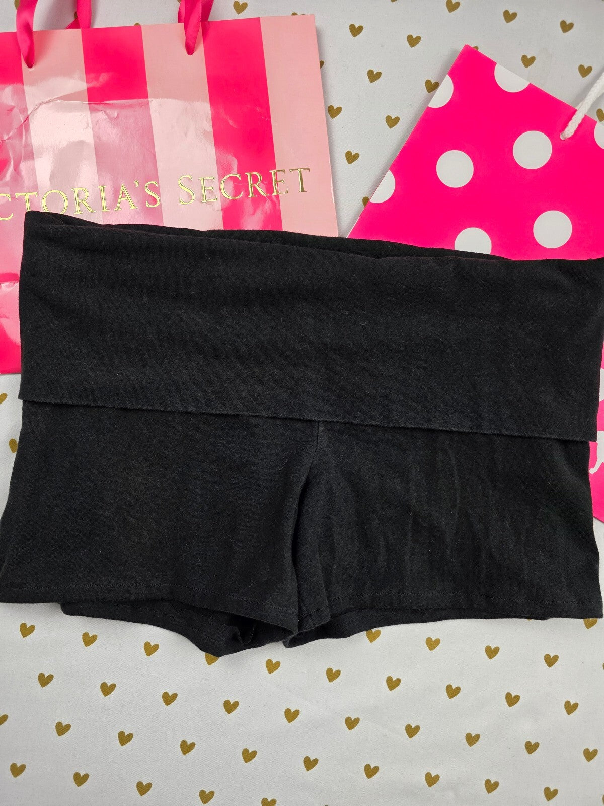 Victorias Secret PINK Mega Bling Foldover Yoga Shorts Sequined Booty Medium Y2k