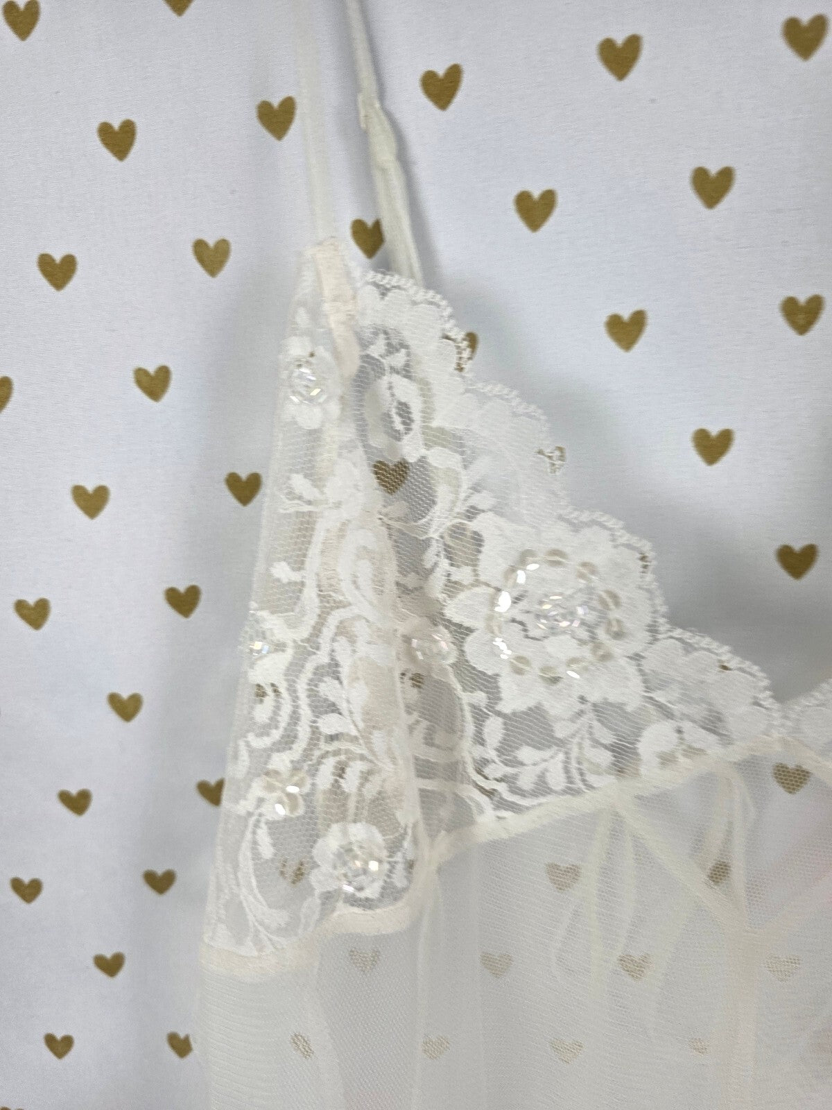 Victorias Secret Vintage Bling Sequined Sheer White babydoll Y2k Nightie Medium
