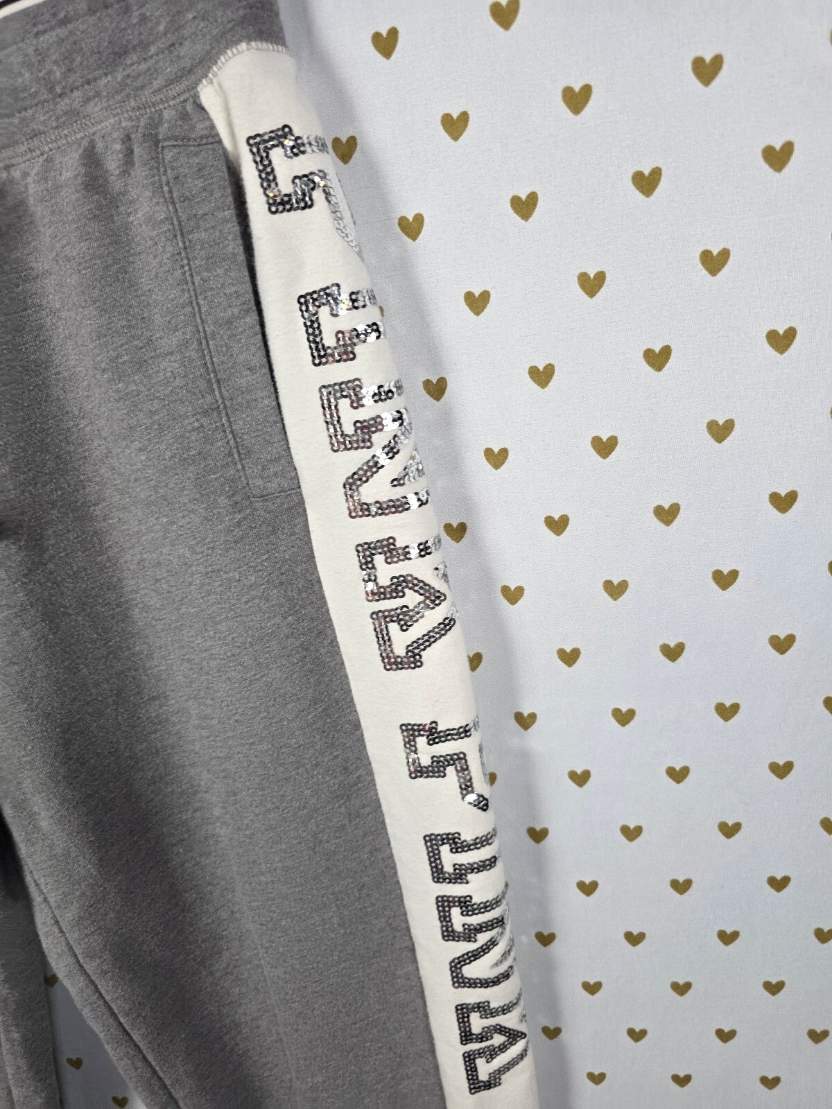Victorias Secret PINK Bling sequined Logo Sweats Sweatpants Silver XS