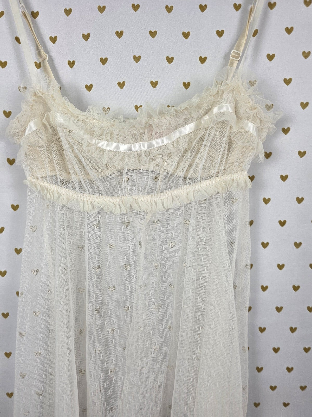 Victorias Secret Vintage Ruffled Sheer Babydoll Nightie Y2k 34C Underwire
