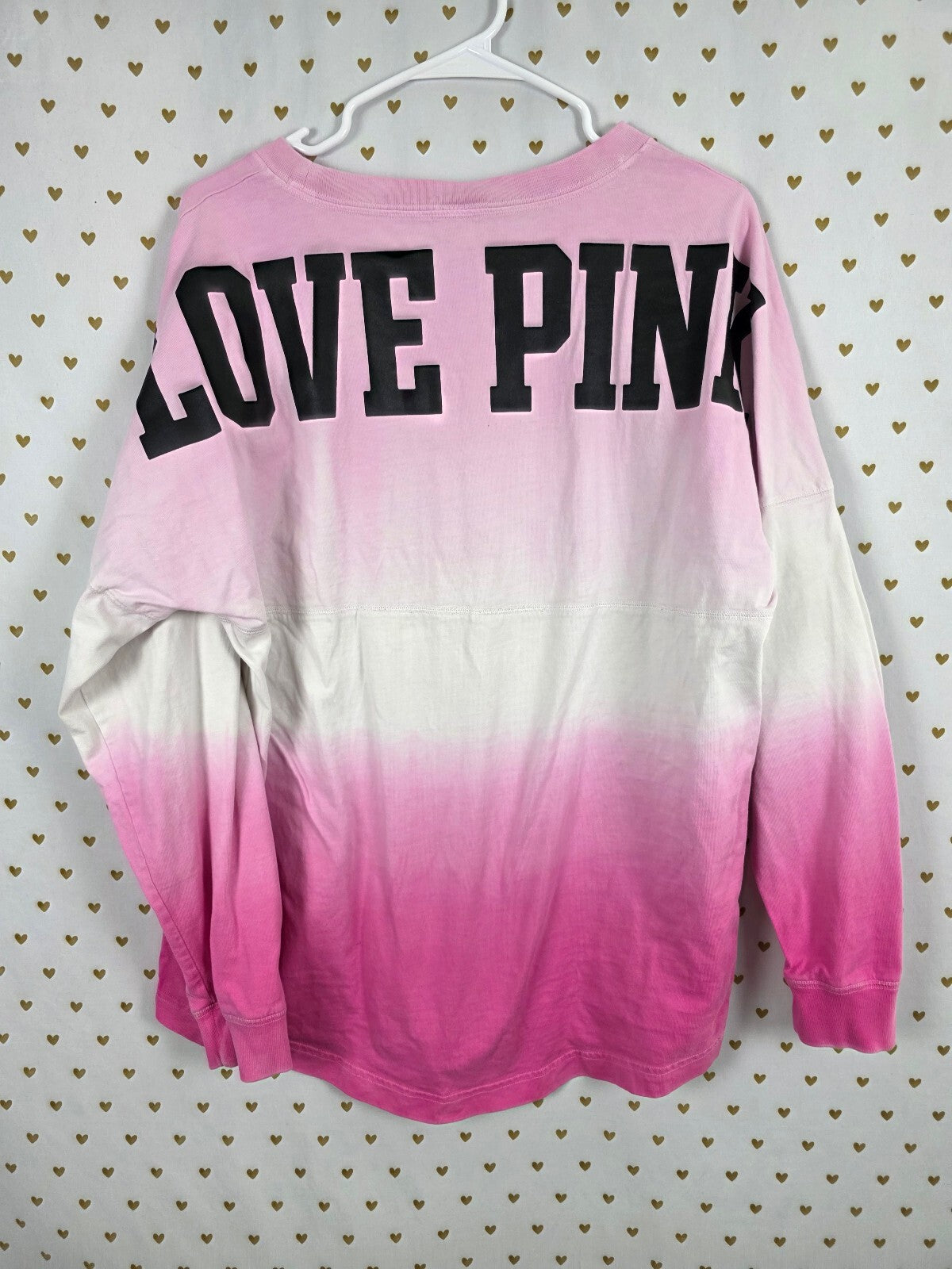 Victoria's Secret PINK Love Pink Ombre Long Sleeve Tee Shirt Large L Campus