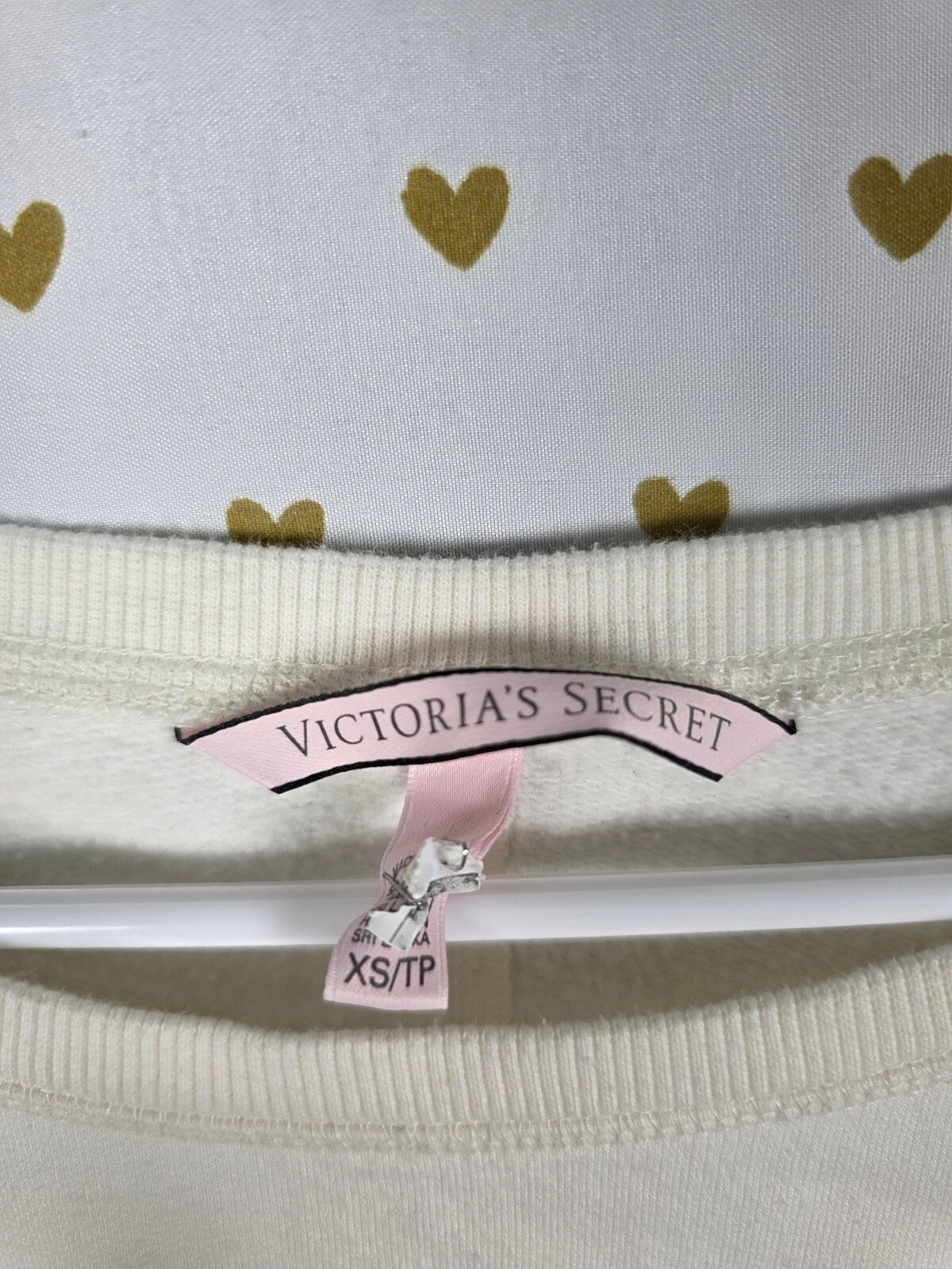 Victorias Secret BLING logo White Crew Sweater Shirt Silver sequined XS