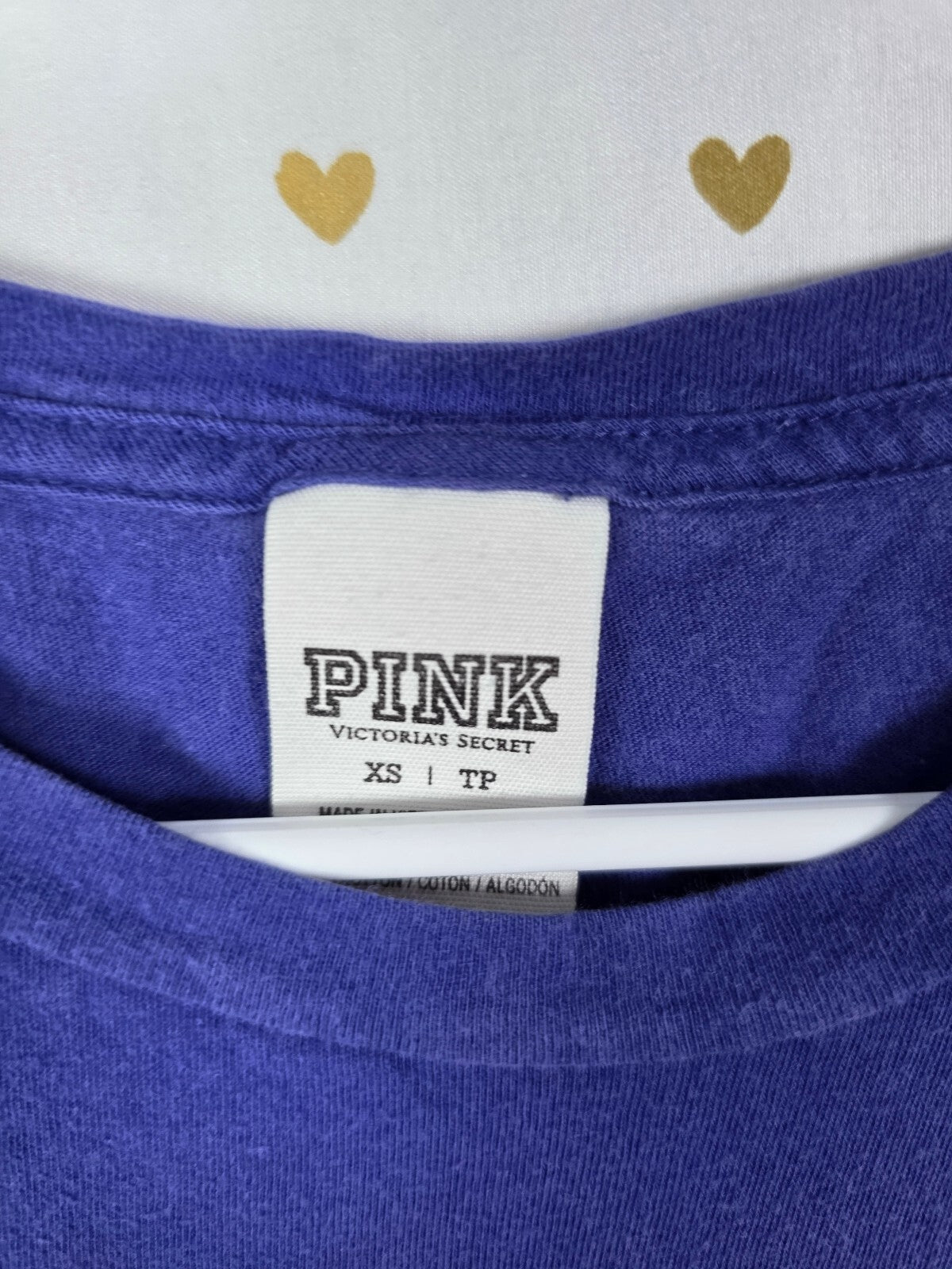 Victorias Secret PINK Blue SILVER BLING Dog Logo Tee shirt XS Oversized