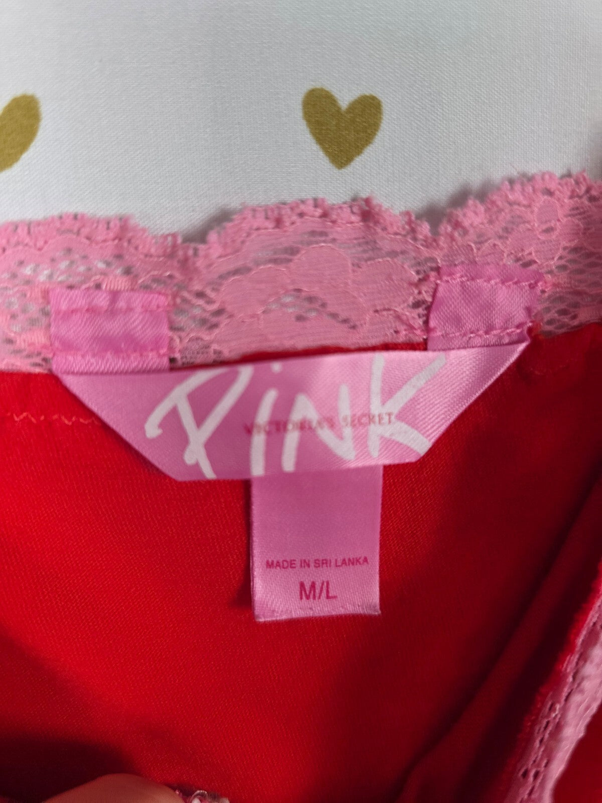Vintage 2005 Victoria's Secret PINK M/L Red Lace Dog Tank Slip Dress Y2K Cotton