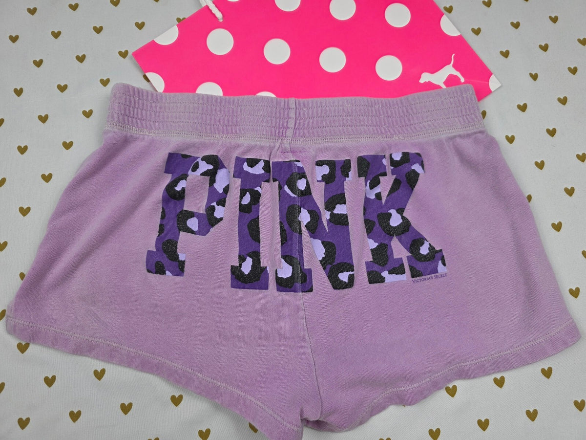 Victorias Secret PINK VINTAGE purple Leopard Cheetah Y2k Booty SHORTS XS