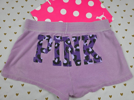 Victorias Secret PINK VINTAGE purple Leopard Cheetah Y2k Booty SHORTS XS