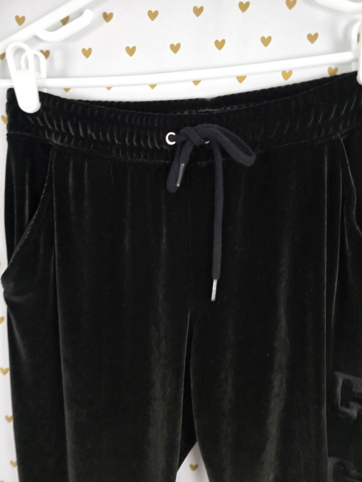 Victoria's Secret PINK Black Velour Hoodie Jogger Tracksuit Set Small
