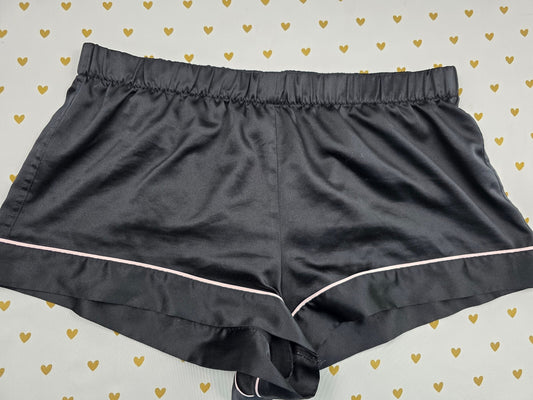 Victorias Secret Black Satin Medium Sleep Shorts Boxers Pajama Bottoms