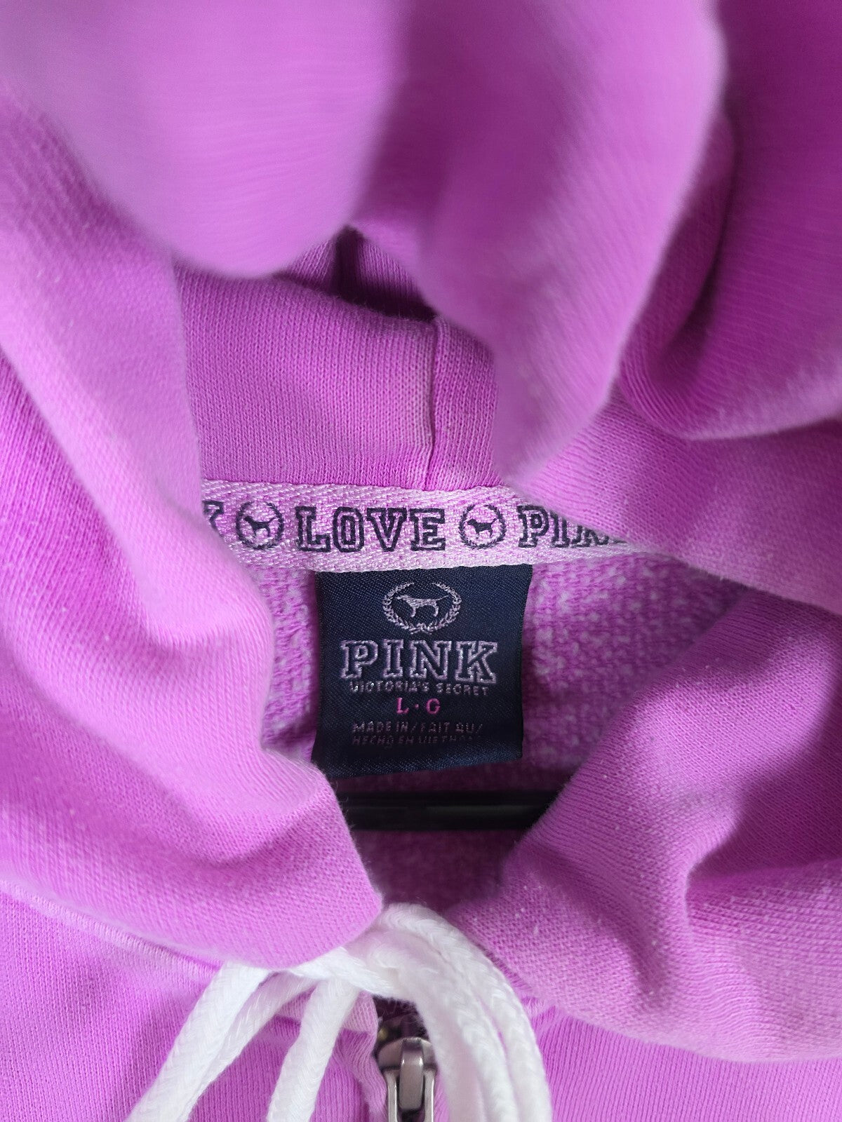 Victorias Secret Pink Vintage Purple Logo Y2k Full zip Hoodie Jacket Large