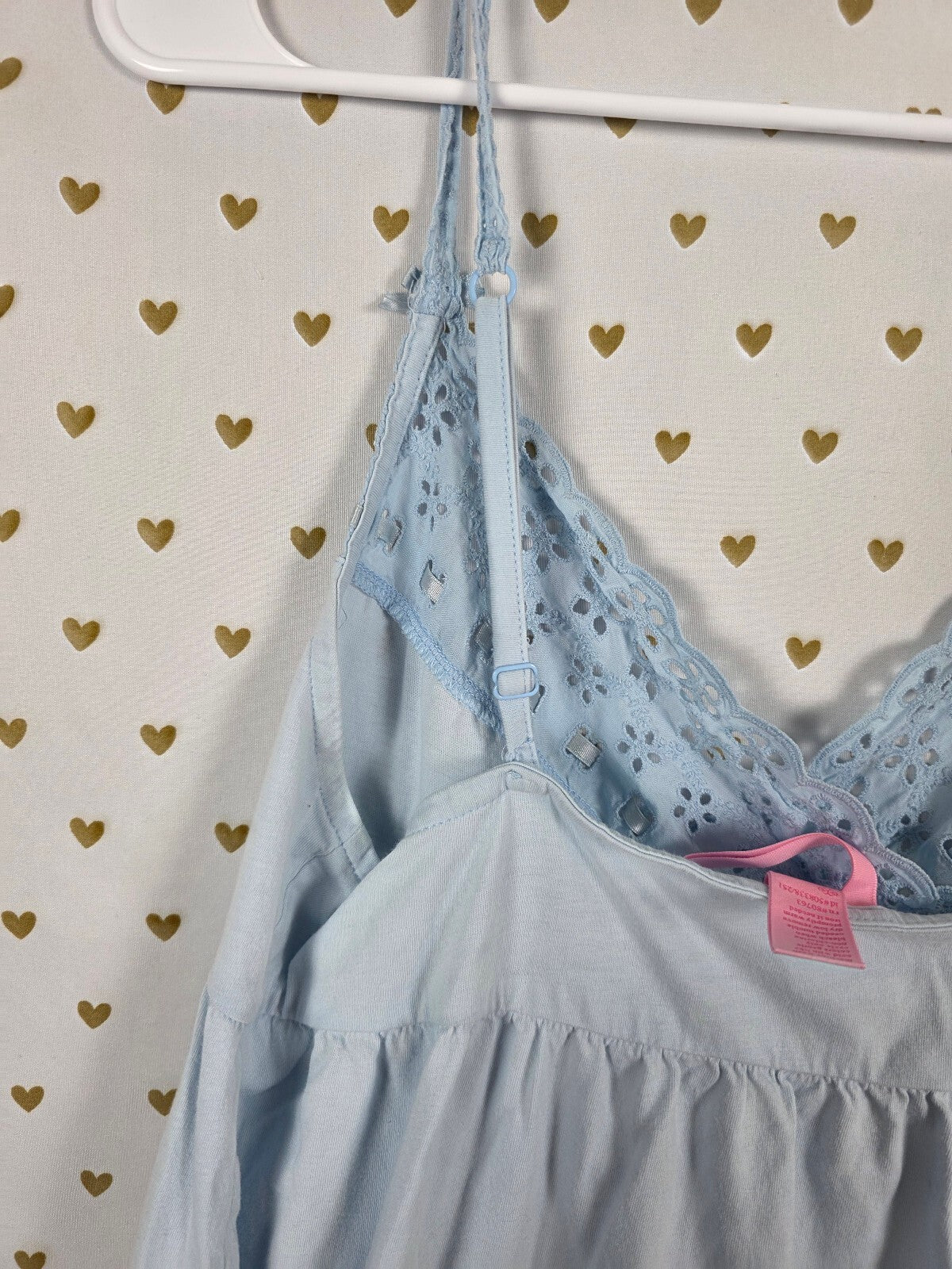 Victorias Secret Vintage Cotton Blue Eyelet Nightie Sleep Dress Lingerie Medium
