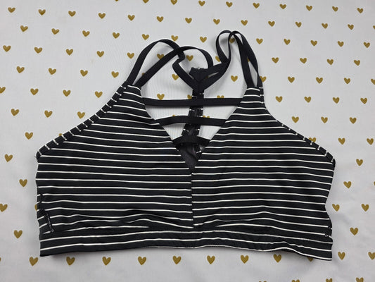 Victorias Secret Sports bra Caged Strappy Striped LARGE Bralette Bra Top Tank