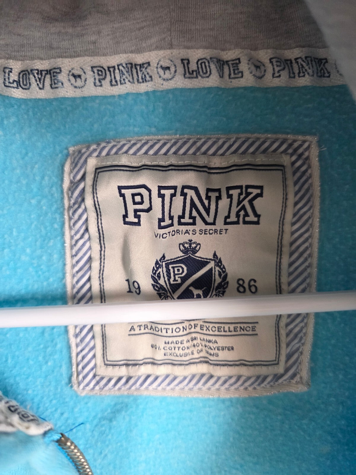 Vintage VS PINK Art Dept Hoodie Sweatpants Set XS Aqua Paint Splatter 1986