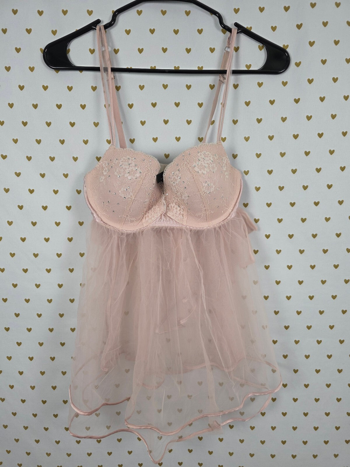 Victorias Secret 34D Bling Babydoll Push Up Nightie Lingerie
