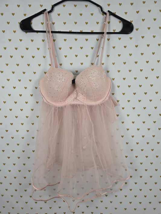 Victorias Secret 34D Bling Babydoll Push Up Nightie Lingerie