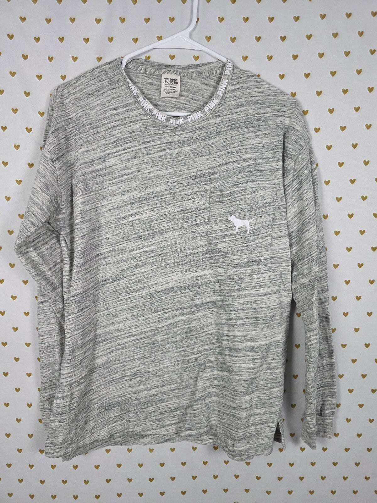 Victorias Secret PINK Grey Long Sleeve Tee shirt SMALL
