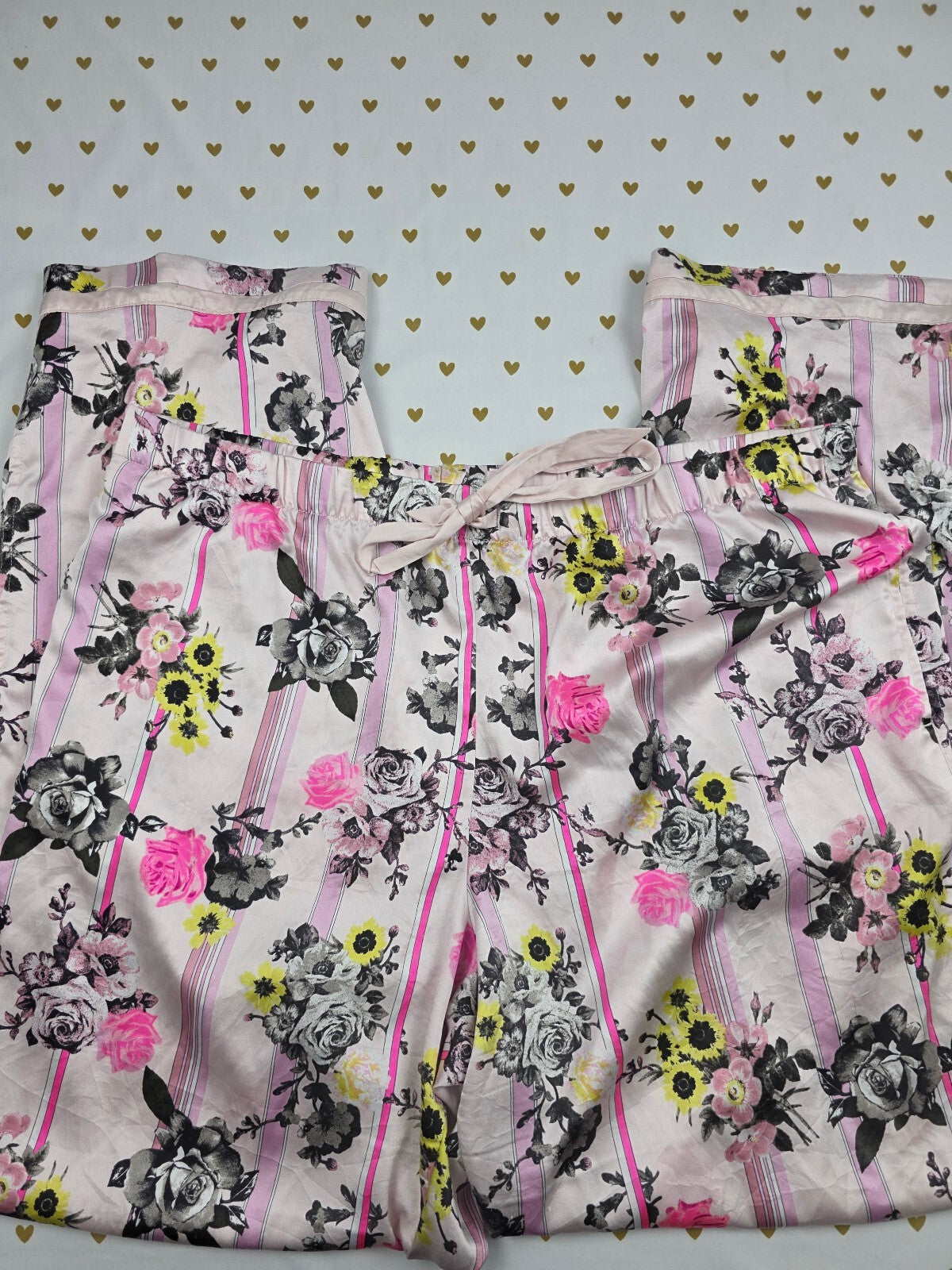 Victorias Secret Satin Floral  Sleep Pants Pajama PJ Bottoms XL Silky