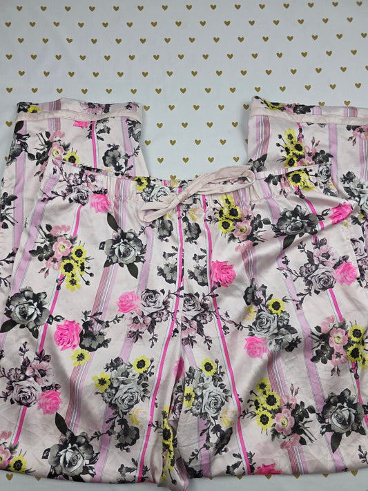 Victorias Secret Satin Floral  Sleep Pants Pajama PJ Bottoms XL Silky