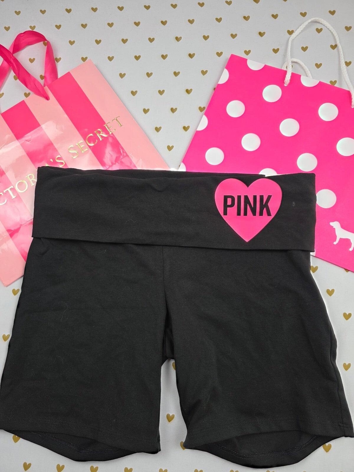 Victorias Secret PINK New NWT Bling Foldover Yoga Pants  Shortie Medium
