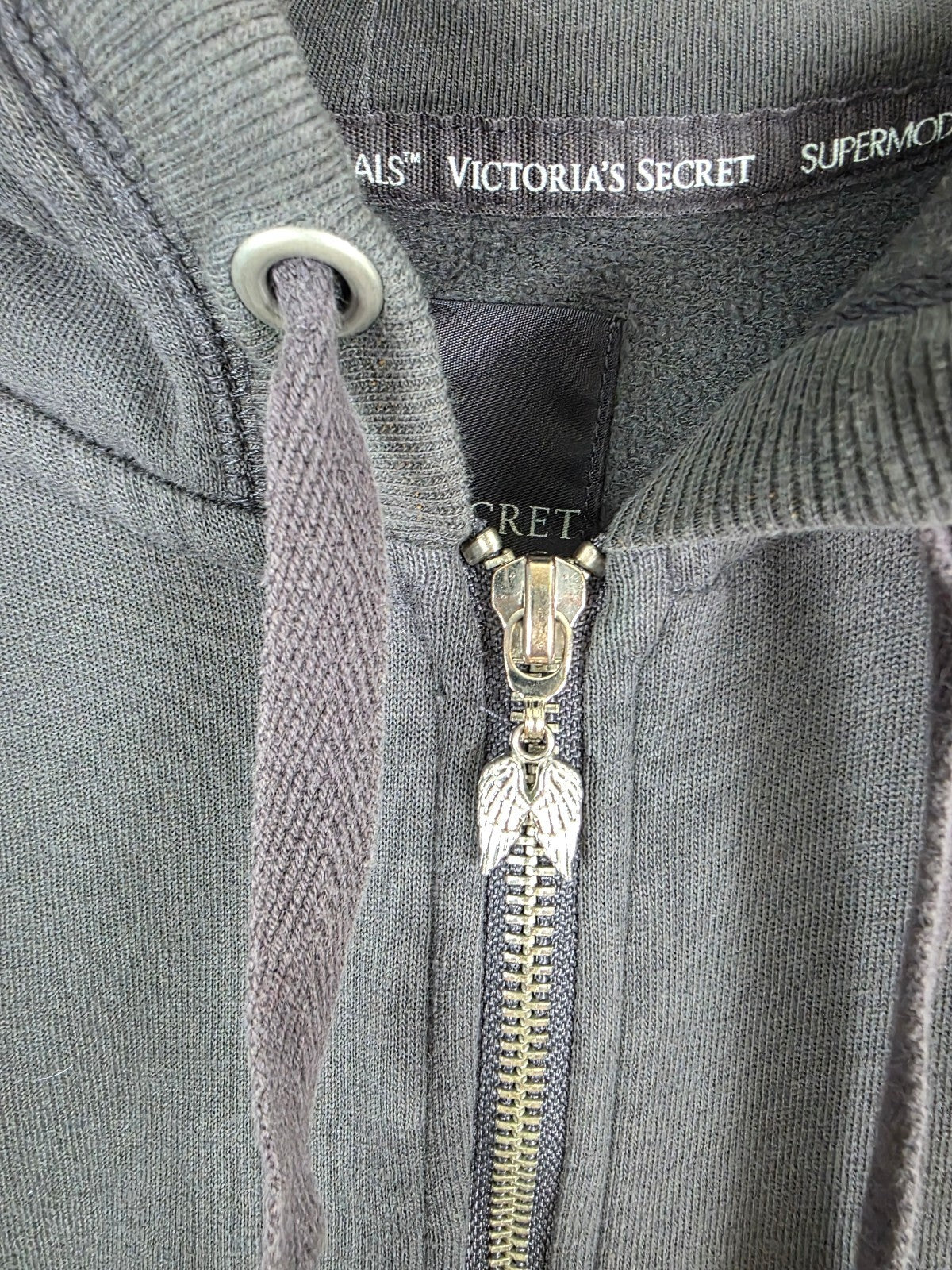 Victorias Secret Angels BLING WINGS Full Zip Hoodie Jacket Grey Gold Small