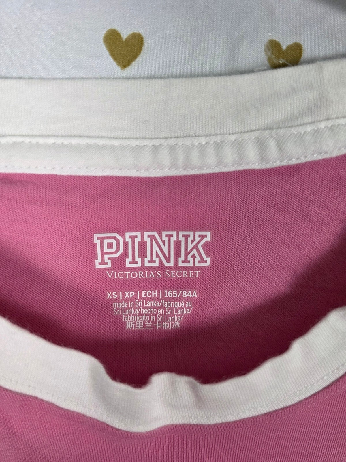 Victorias Secret PINK Raglan Bling Glitter Logo Tee shirt XS