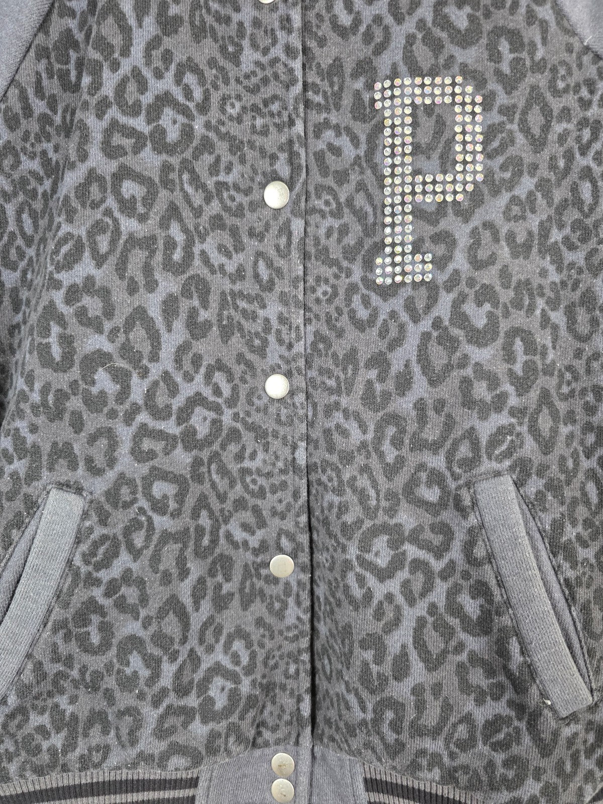 Victorias Secret Pink BLING CHEETAH LEOPARD Logo Varsity Bomber MEDIUM
