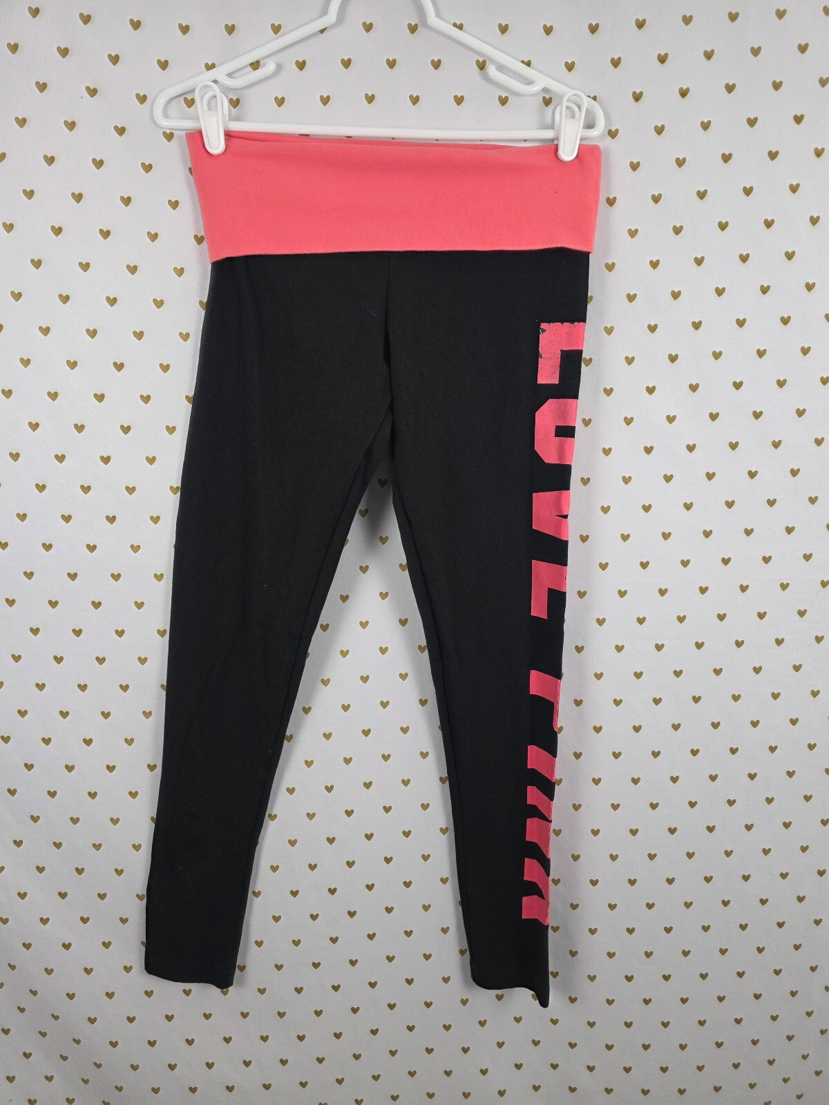 Victorias Secret PINK Foldover Logo Yoga Pants Ankle Skinny Medium