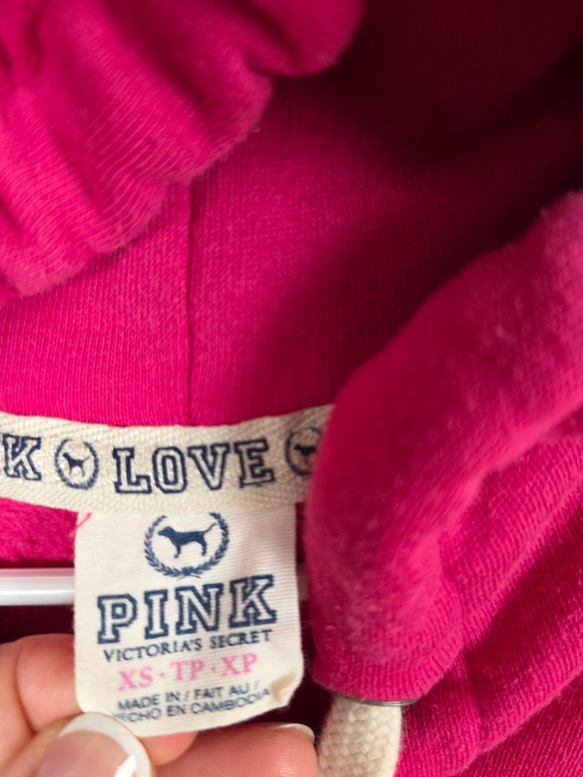 Victorias Secret Pink Vintage Love Full Zip 86 Hooded Sweater Jacket Y2k  XS