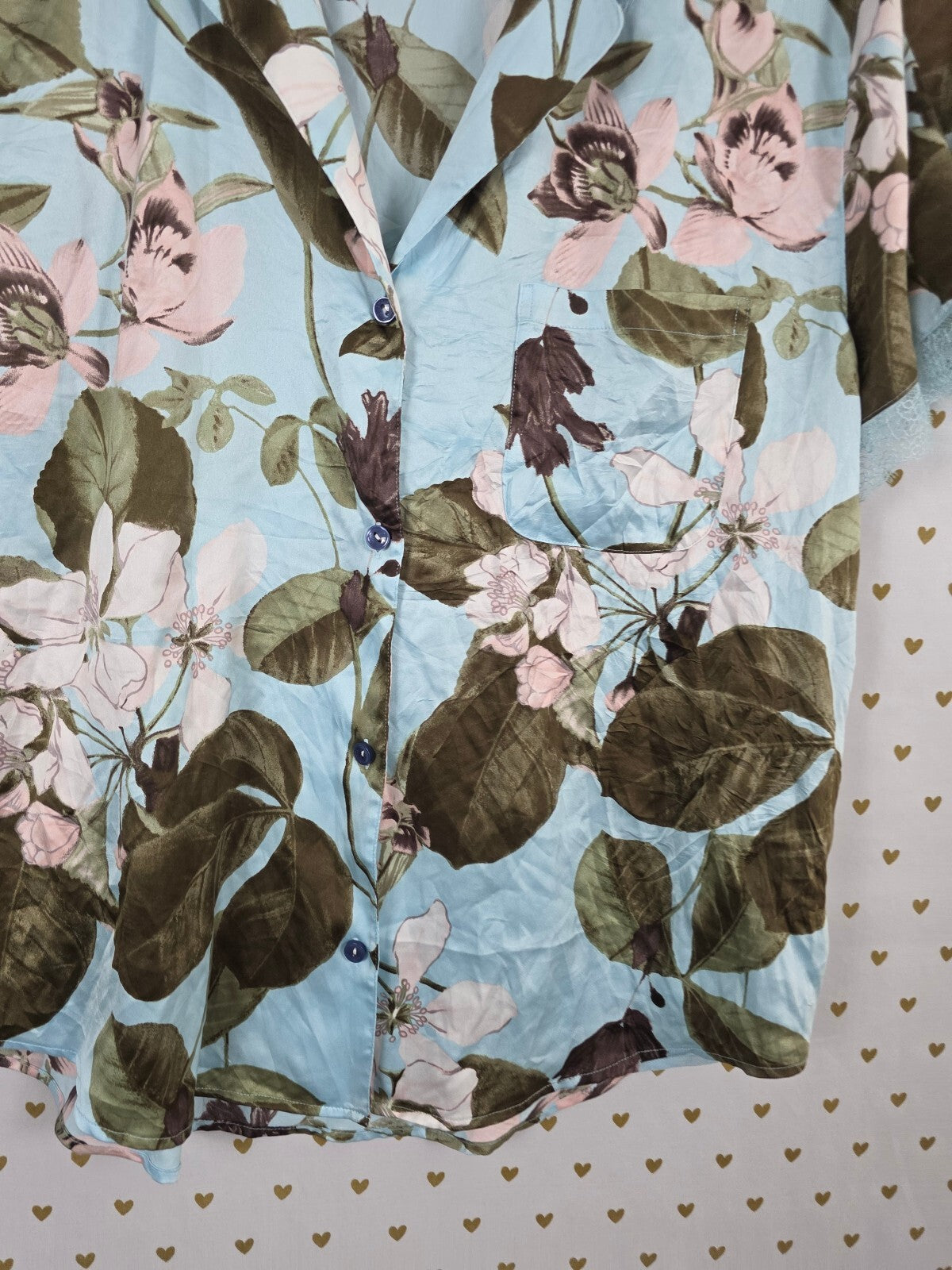 Victoria's Secret Here Comes the Bride Floral Pajama Short Set Blue Lace M