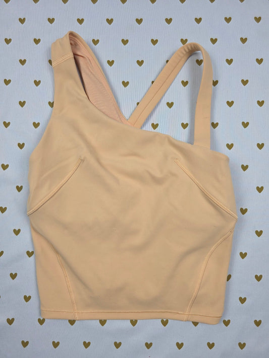 Lululemon Asymmetrical Longline Sports Bra Blush Pink Size 0 Yoga Athletic