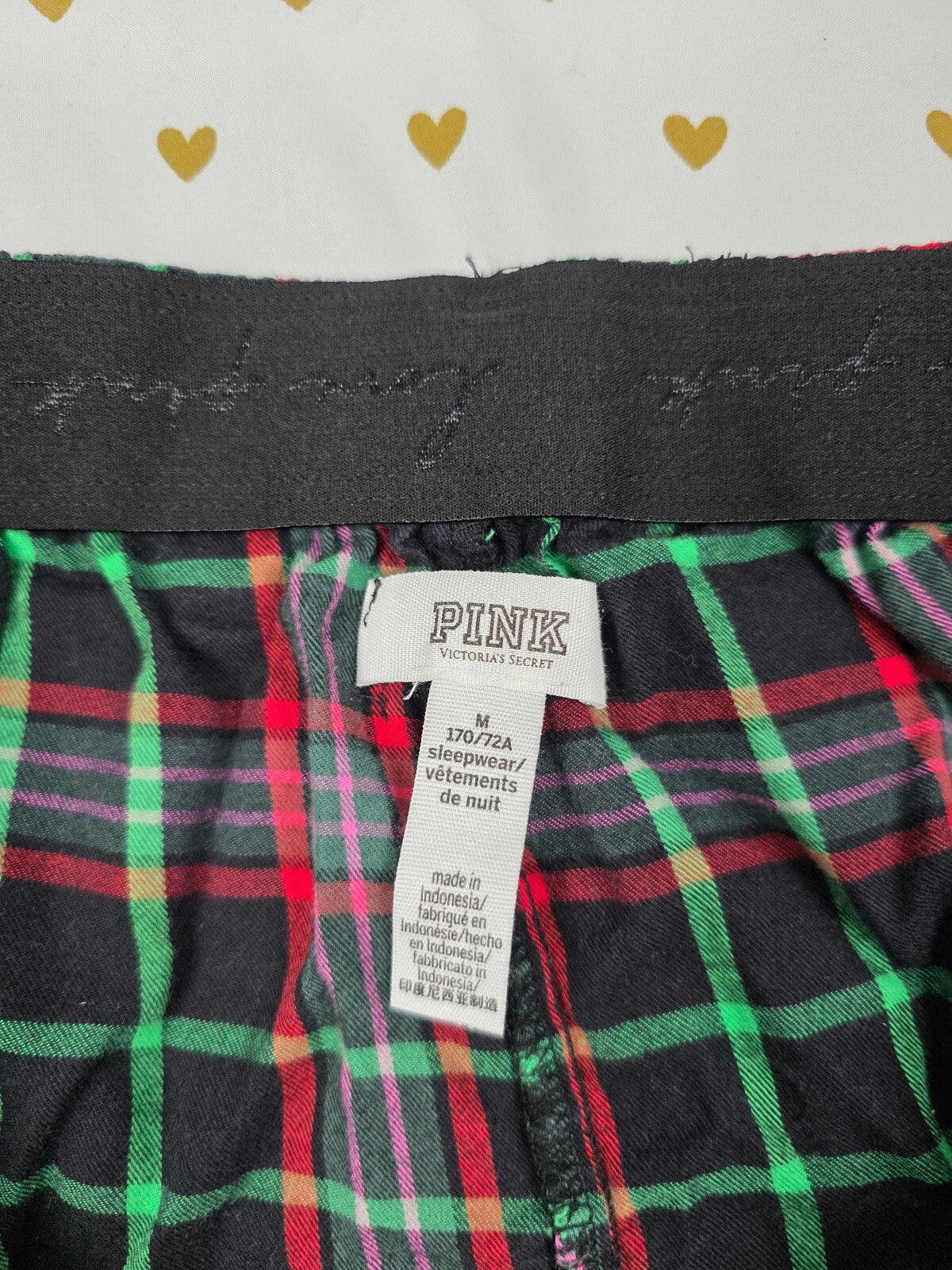 Victorias Secret PINK Plaid Logo Butt MEDIUM Sleep Shorts Boxers Pajama Bottoms