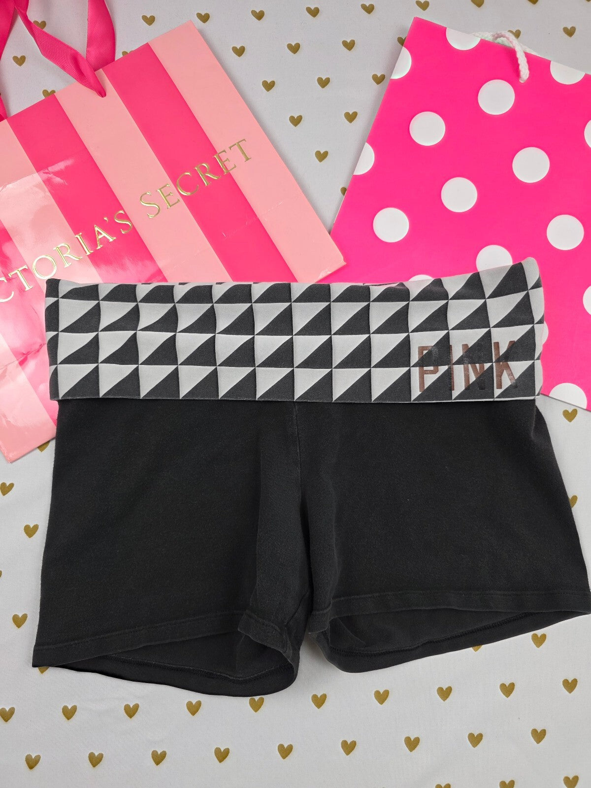Victorias Secret PINK Geometric Foldover Yoga Shorts Y2k XS