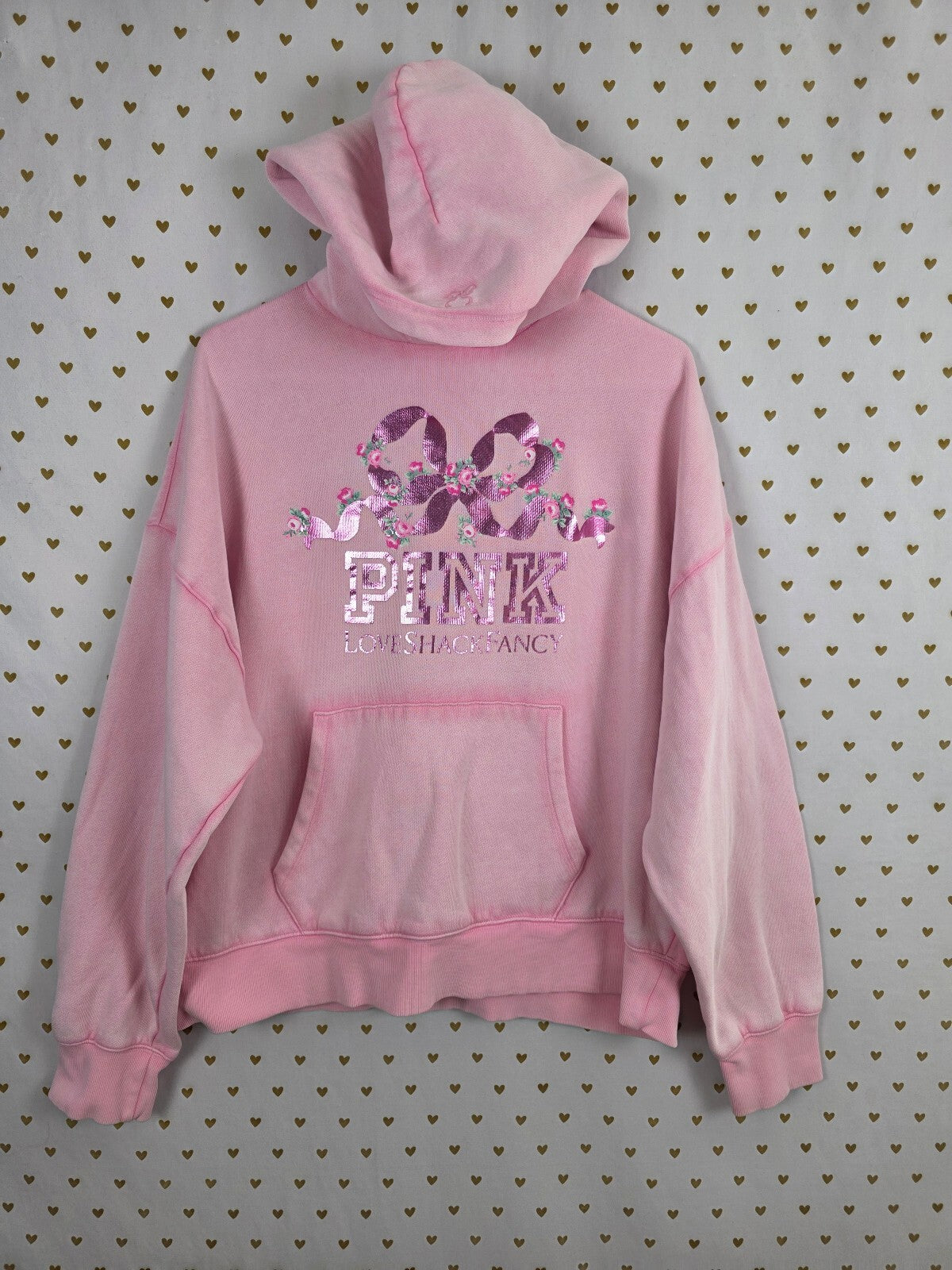 Victorias Secret Pink Loveshackfancy Pullover Hooded Sweater Logo Large