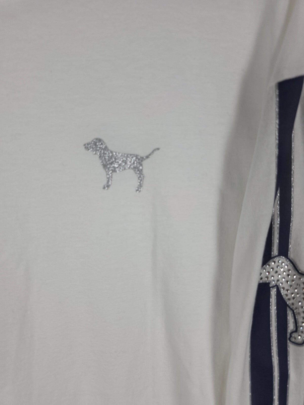 Victorias Secret PINK Bling Dogs Long Sleeve Rhinestone Tee shirt Large