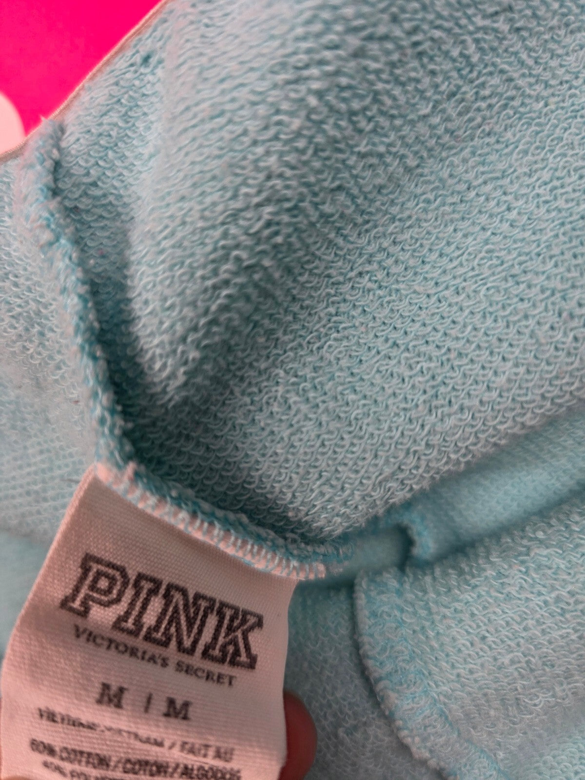 Victorias Secret PINK Vintage Blue Logo Foldover Sweat Shorts MEDIUM