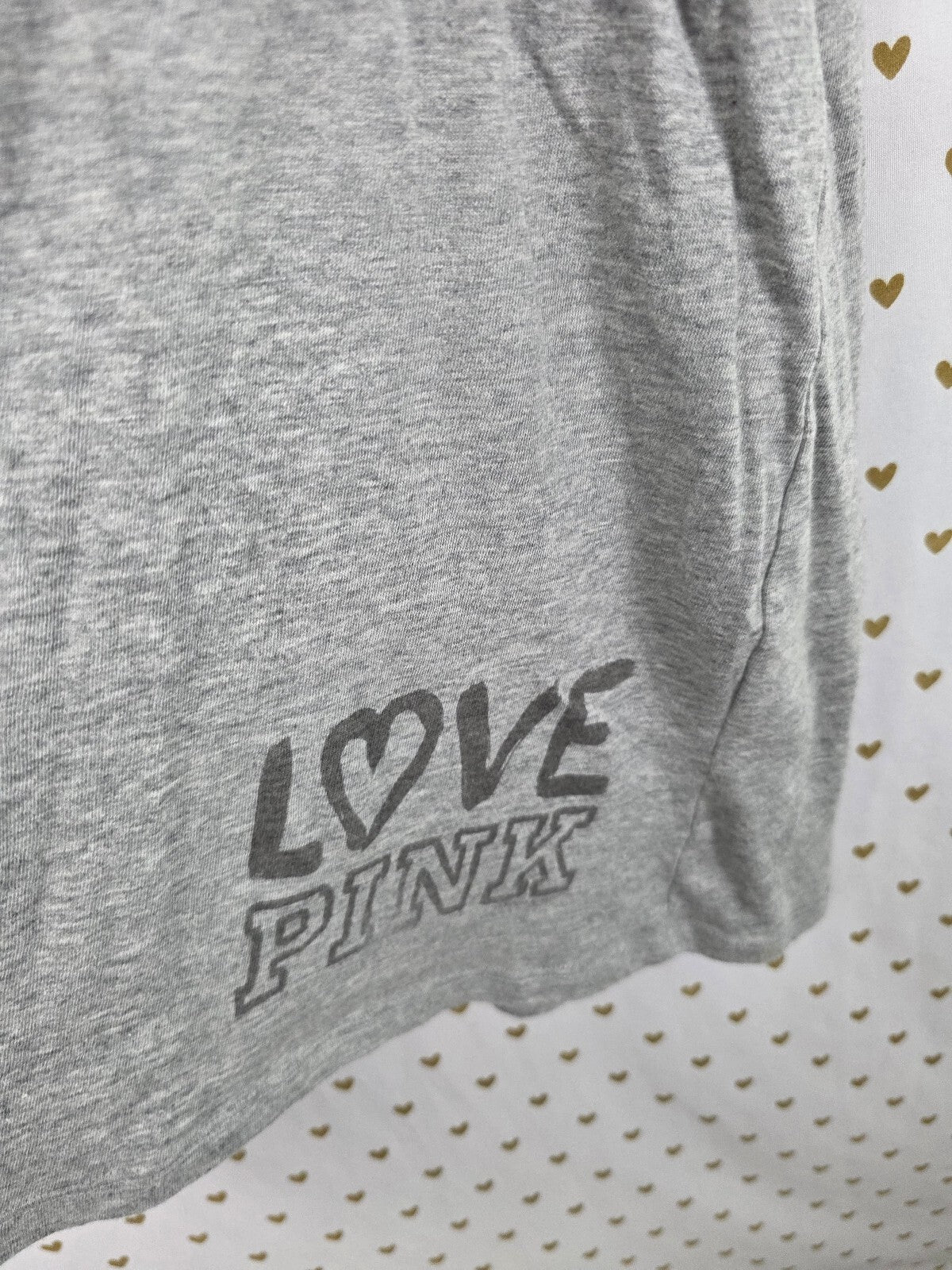 PINK Victoria's Secret Gray V-Neck Jersey T-Shirt Dress Love Pink Logo Large