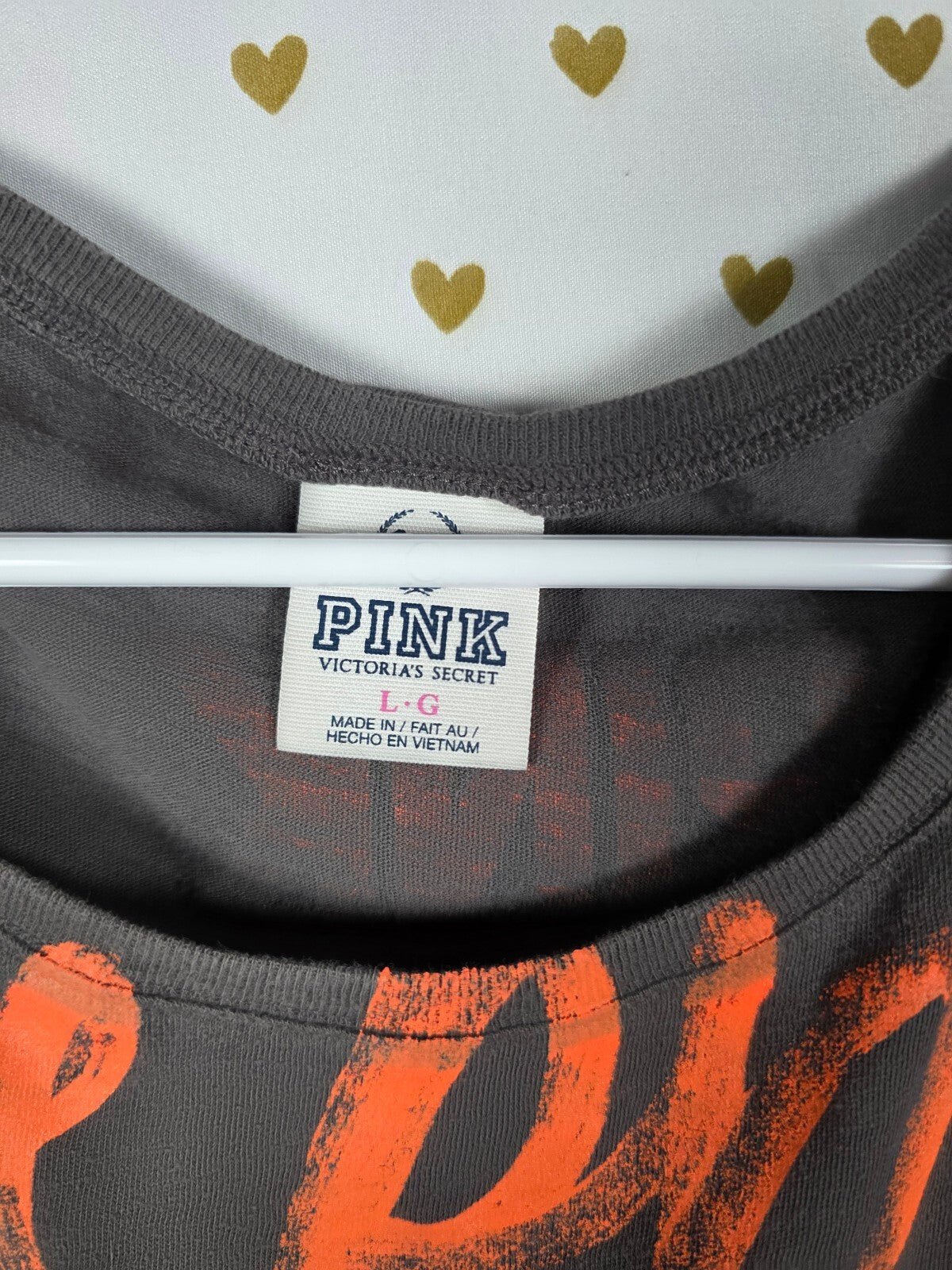 Victorias Secret PINK Cropped Vintage Love Logo Y2k Tee shirt LARGE