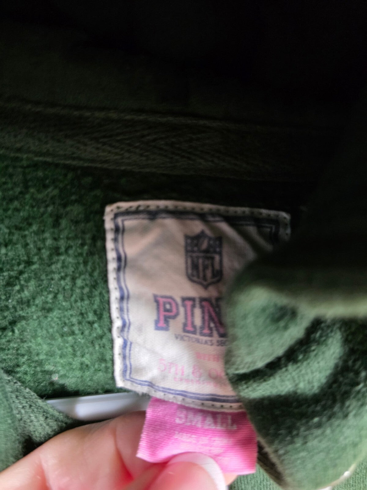 VS PINK Green Bay Packers Hoodie S NFL Sequin 21 BLING Full Zip 5th Ocean
