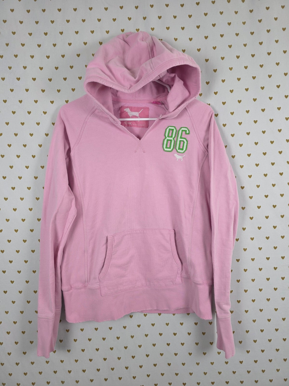 Victorias Secret Pink Vintage Y2k Hooded Sweater Shirt HTF Medium Cotton '05